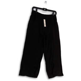 NWT Womens Black Elastic Waist Pull-On Straight Leg Cropped Pants Size 6P