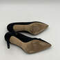 Womens Black Leather Suede Pointed Toe Slip-On Stiletto Pump Heels Size 7.5 image number 3