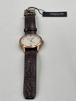 Mens Black Gold KC50536001 Leather Scratch Resistant Analog Wristwatch 51g