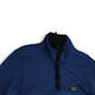 Mens Blue Mock Neck Long Sleeve 1/4 Snap Pullover Sweatshirt Size L Reg image number 3