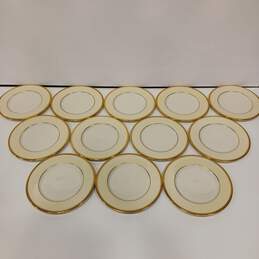 Bundle of 12 Lenox Bellaire Ceramic Beiger and Gold Tone Bread Plates