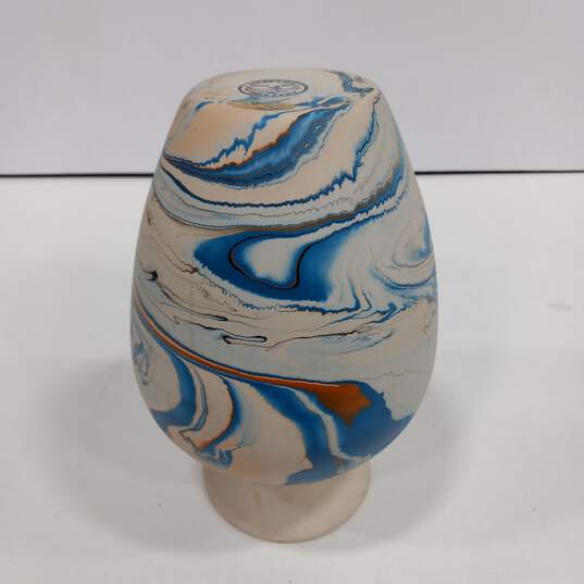 Native American Indian River Nemadji Handmade Pottery Painted Swirl 10" Vase image number 7
