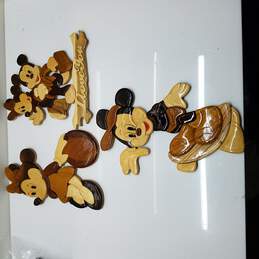 1980 Minnie and Micky Mouse Solid Rosewood Wall Hanger LOT of 3