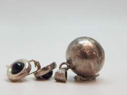 Taxco Mexico 925 Modernist Chime Ball Orb Pendant & Onyx Drop Earrings 22.3g