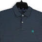 Mens Blue Striped Spread Collar Short Sleeve Polo Shirt Size Medium image number 3