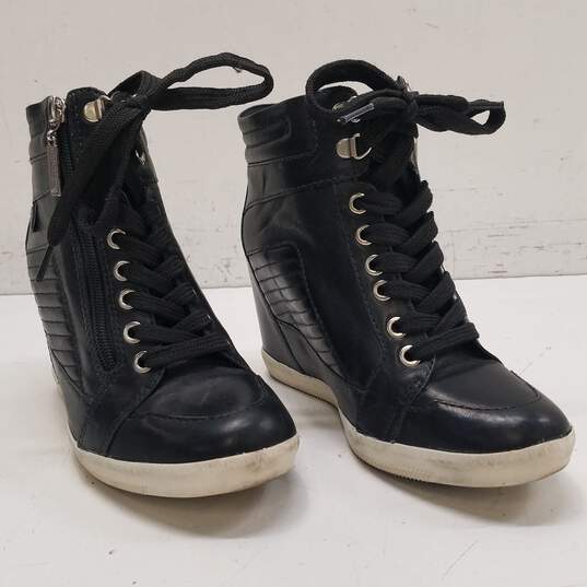 Harley Davidson Parkdale Black Leather Lace Up Wedge Boots Shoes Women's Size 7.5 B image number 3