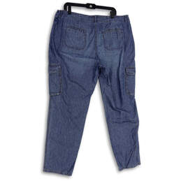 NWT Womens Blue Denim Medium Wash Cargo Pocket Straight Leg Jeans Size 20 alternative image