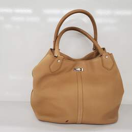 Cole Haan Tan Pebble Leather Large Satchel Bag
