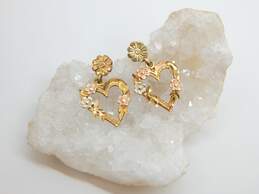 (G) 14k Yellow & Rose Gold Floral Open Heart Post Back Earrings 2.9g alternative image
