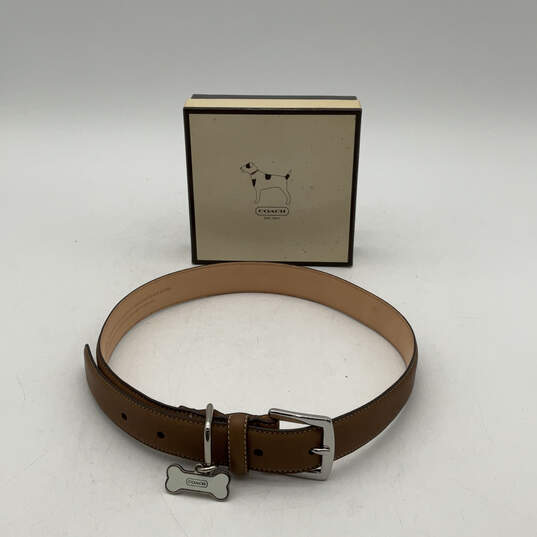Classic 4000 Brown Leather Adjustable Buckle Dog Collar Size XL 22-26 Inch image number 1