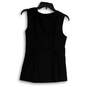 Womens Black Sleeveless Round Neck Pleated Pullover Blouse Top Size Small image number 1