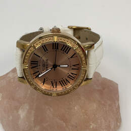 Designer Invicta 1493 Gold-Tone Leather Strap Round Dial Analog Wristwatch