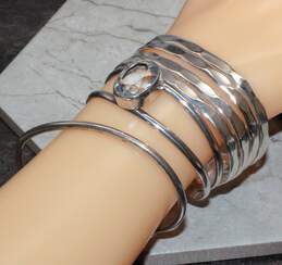Bundle Of 3 Sterling Silver Cuff Bracelets - 62.6g