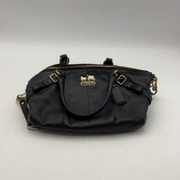 Coach Womens Black Madison Leather Detachable Strap Charm Satchel Bag
