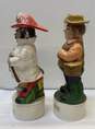 2 Ceramic Decanters Vintage Barware Hand Crafted Molds Fire Man/Fisher Man image number 4