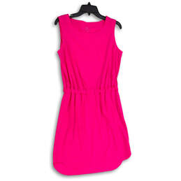 Womens Pink Pleated Sleeveless Round Neck Short A-Line Dress Size 8
