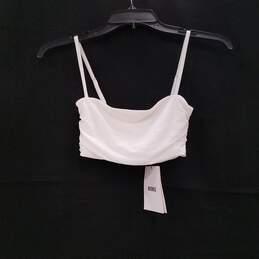 NWT Womens White Cowl Neck Sleeveless Back Zip Crop Top Size X-Small