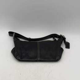 Coach Womens Black Leather Adjustable Strap Logo Charm Small Hobo Bag Purse
