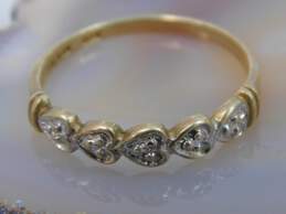 10K Gold Diamonds Accented Hearts Band Ring 1.3g alternative image