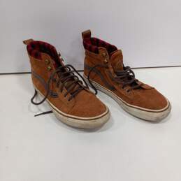 Brown w/ Red Flannel Vans Shoes Unisex Men's Size 9.5 and Women's Size 11