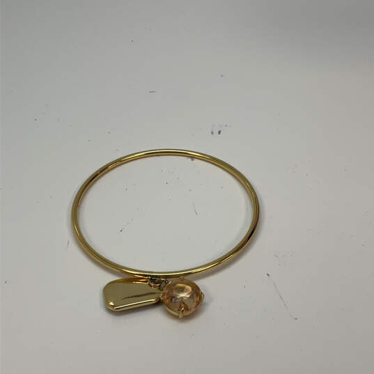 Designer J. Crew Gold-Tone Crystal Stone Faceted Classic Bangle Bracelet image number 3