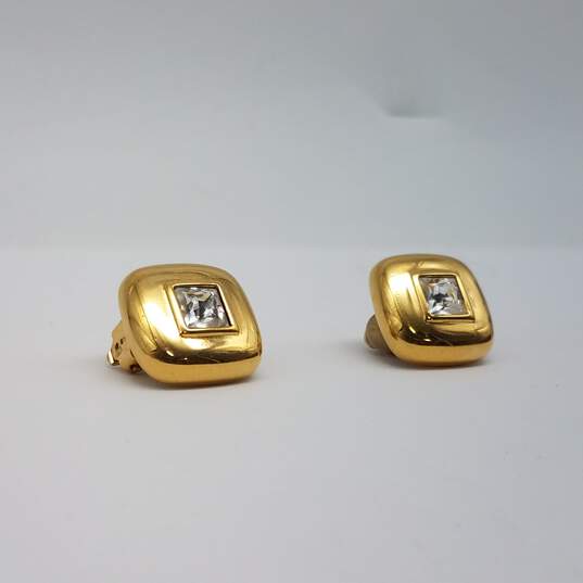 Swarovski Gold Tone Crystal Square Clip On Earrings 18.3g image number 4