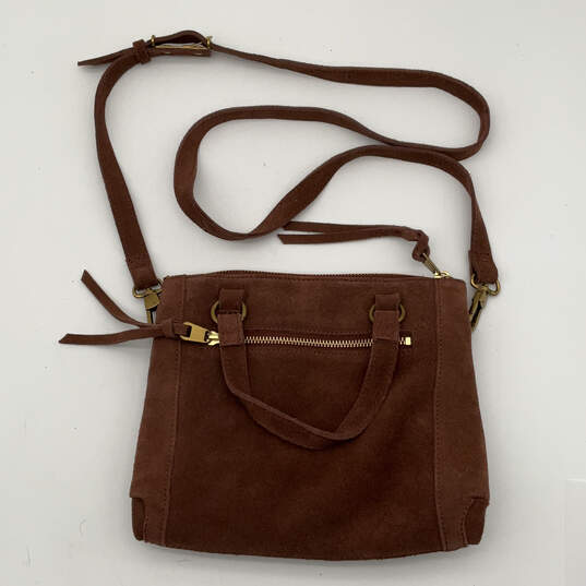 Womens Brown Leather Inner Zip Pocket Adjusable Strap Crossbody Bag image number 2