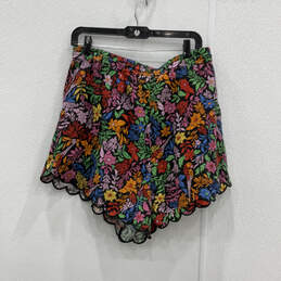Womens Multicolor Floral Drawstring Scalloped Edge Hem Mom Shorts Size L alternative image