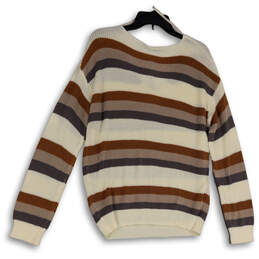 NWT Womens Multicolor Striped V-Neck Long Sleeve Pullover Sweater Size S alternative image