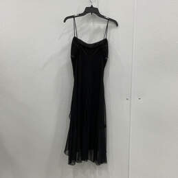 Womens Black Beaded Ruffled Hem Spaghetti Strap Ruched Bodycon Dress Size L alternative image