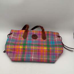 Dooney & Bourke Womens Multicolor Plaid Inner Zip Pocket Tote Bag Purse
