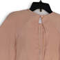 Womens Pink Round Neck Cut Out Back 3/4 Sleeve Front Knot Blouse Top Size 4 image number 3