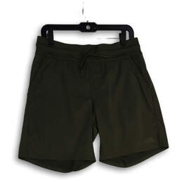 Women’s Green Elastic Waist Pockets Drawstring Bermuda Shorts Size Medium