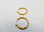 14K Gold Etched & Brushed Twisted Tube Hoop Earrings 1.8g image number 3