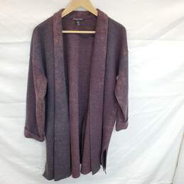 Wm Eileen Fisher Distressed Fabric Burgundy Coat Robe Sz S/M P/M