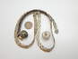 Artisan Sterling Silver Braided Herringbone Chain Necklace Bracelet & Domed Post Earrings 24.9g image number 4