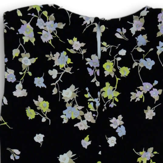 Womens Black Floral Round Neck Regular Fit Sleeveless Blouse Top Size Small image number 4