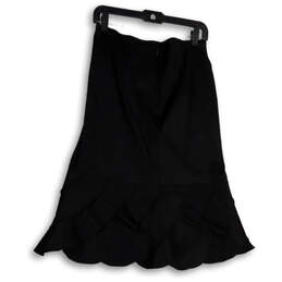 Womens Black Pleated Straight Leg Elastic Waist Pull-On Flared Skirt Sz 10