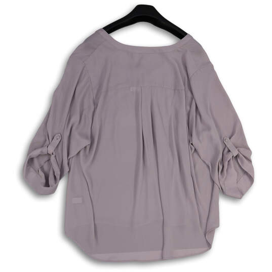 NWT Womens Lavender 3/4 Sleeve V-Neck Pullover Blouse Top Size 4/4X/26 image number 2