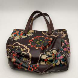 Fossil Womens Multicolor Floral Leather Double Handle Zipper Tote Handbag alternative image