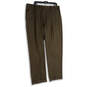 Mens Brown Pleated Slash Pockets Formal Straight Leg Dress Pants Size 40R image number 1