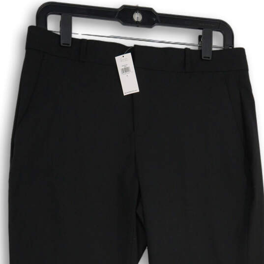 NWT Womens Black Wool Flat Front Slash Pocket Straight Leg Dress Pants Size 4 image number 3