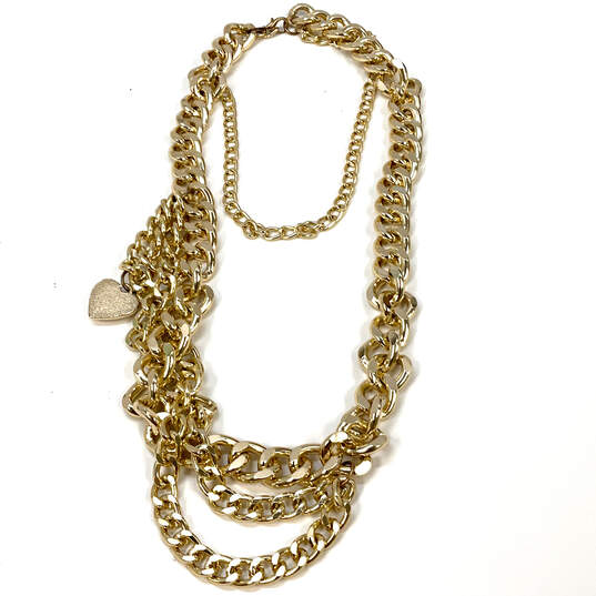 Designer Juicy Couture Gold-Tone Multi Strand Link Chain Necklace image number 2
