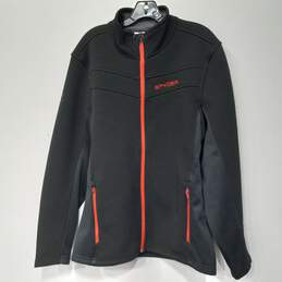 Men's Spyder Black/Red Encore Fleece Full Zip Jacket Size L