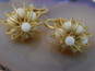 Vintage Coro White Beaded & Gold Tone Clip-On Earrings 4.5g image number 1