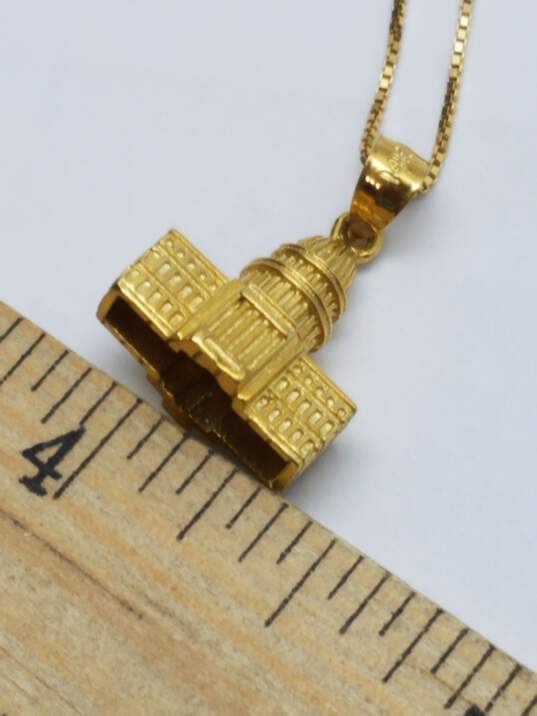 14k Gold 3D US Capitol Building Pendant Necklace 4.3g image number 8