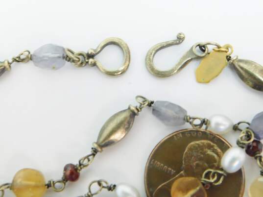 Stella & Dot Goldtone Faceted Iolite Citrine Garnet Pearls & Oval Beaded Station Necklace 13.6g image number 7