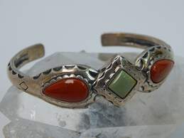 Carolyn Pollack 925 Green Variscite & Coral Cuff Bracelet 31.2g alternative image