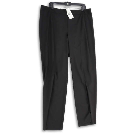 NWT Womens Black Pleated Front Straight Leg Dress Pants Size 16 W image number 1