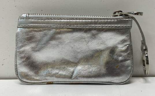 Marc By Marc Jacobs Silver Metallic Leather Zip Coin Pouch Wallet image number 2